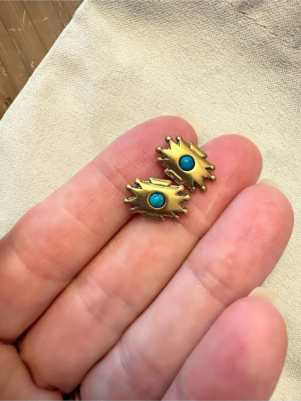Kendra Scott Gemma Stud Earrings Gold Teal Evil Eye Token